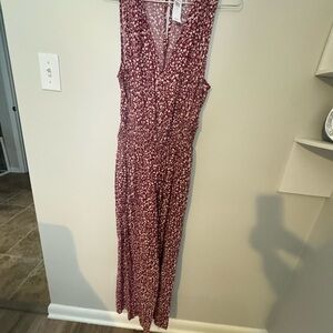 GAP Burgundy Floral Jumpsuit